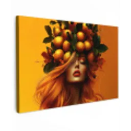 Vrouw - Citroenen - Bloesem - Geel canvas 2cm klein -z3d