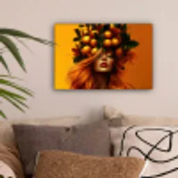 Vrouw - Citroenen - Bloesem - Geel canvas 2cm klein -sfeer1