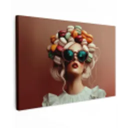 Vrouw - Macarons - Bril canvas 2cm klein -z3d