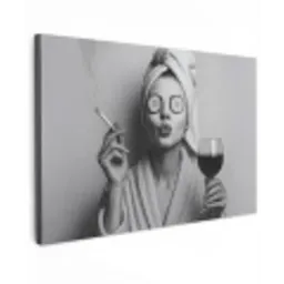 Vrouw - Masker - Wijn - Sigaret canvas 2cm klein -z3d