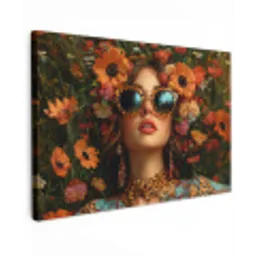 Vrouwen - Bloemen - Modern - Bril - Abstract canvas 2cm klein -z3d