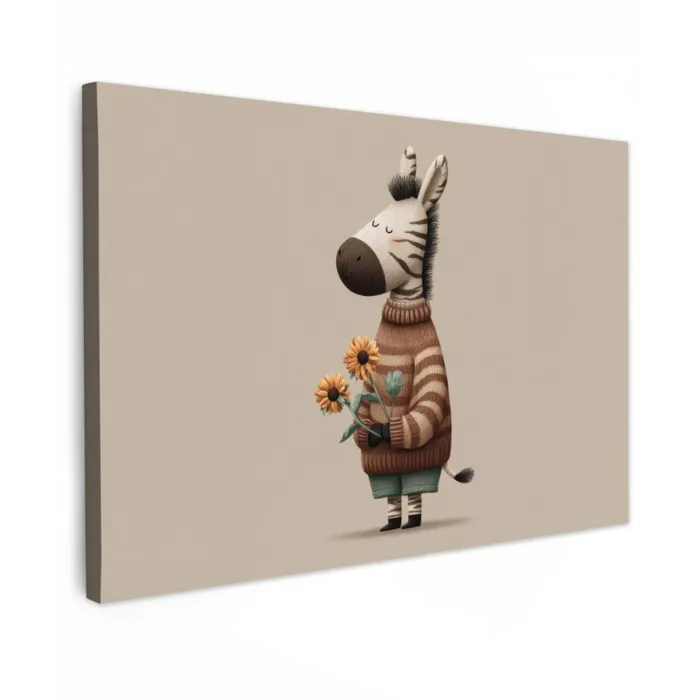Zebra - Zonnebloemen - Warm canvas 2cm klein -z3d