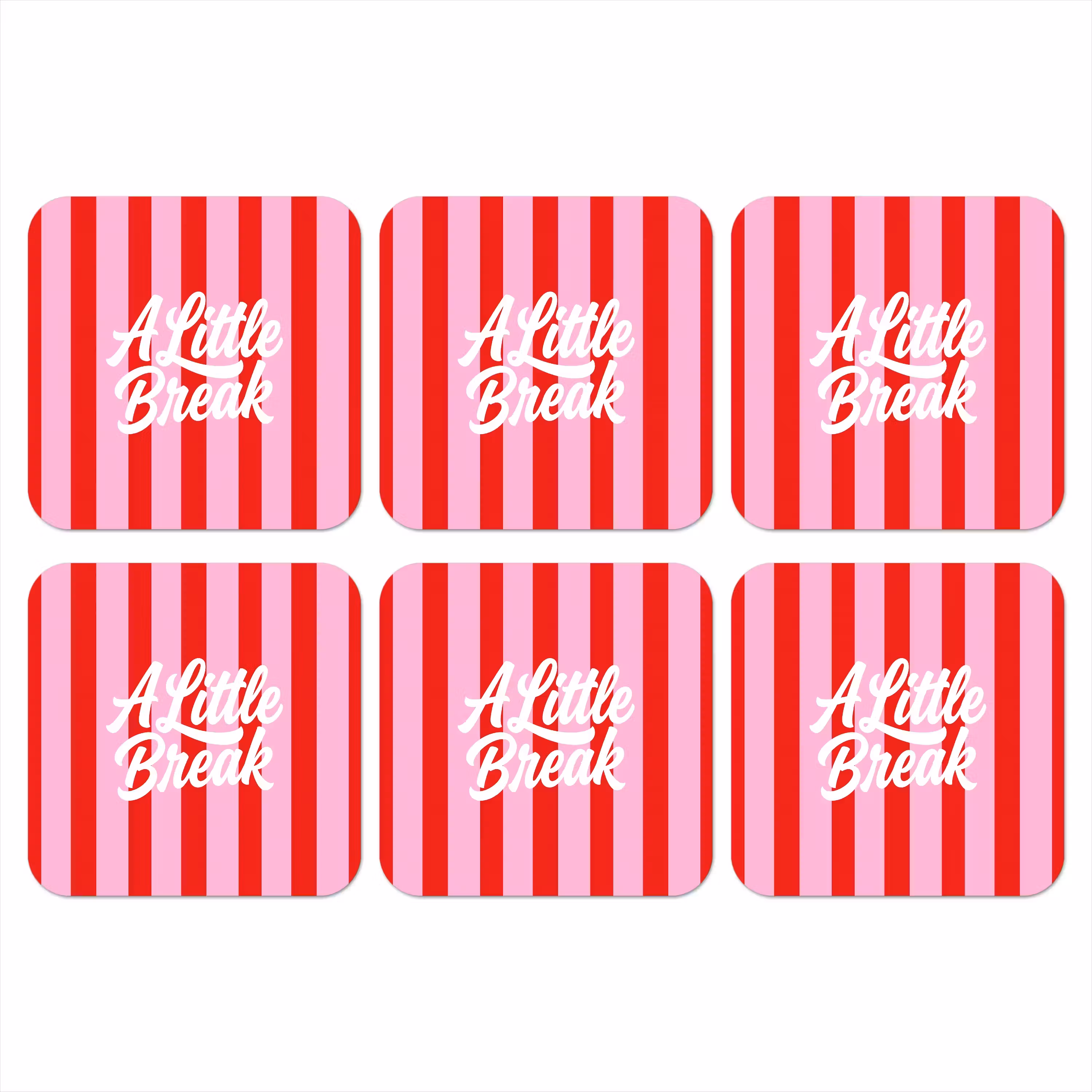 Coaster - A Little Break - Stripes - Red - Pink