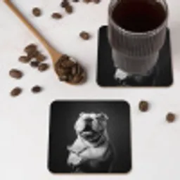 Buldog - Hond - Glas onderzetter kurk middel -sfeer2