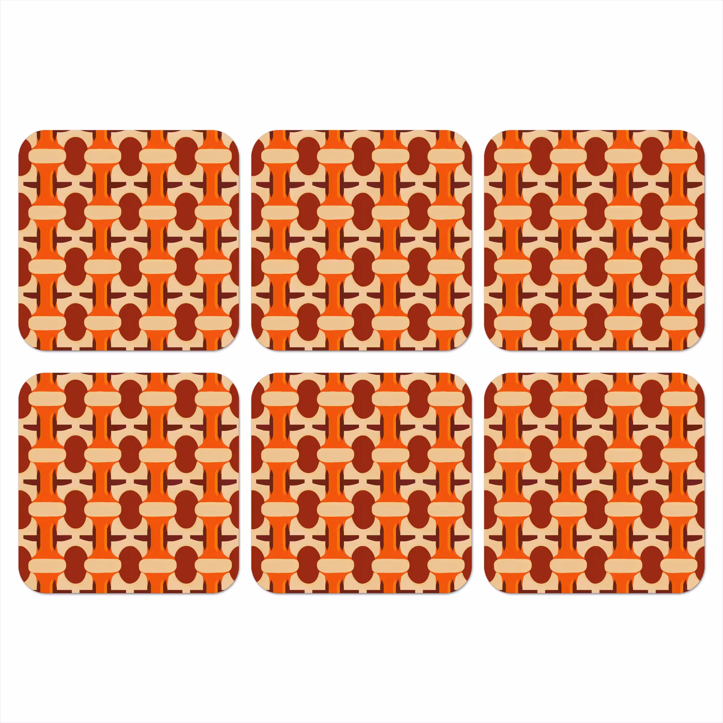 Coaster - Geometric - Retro - Orange