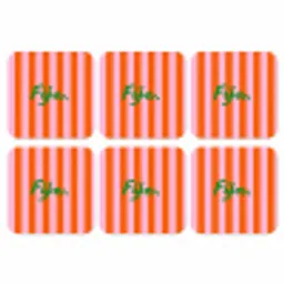 Patroon - Oranje - Fijn - Strepen onderzetter kurk middel -3d