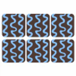 Kronkelende lijnen - Blauw - Bruin - Minimalistisch onderzetter kurk middel 366 -3d
