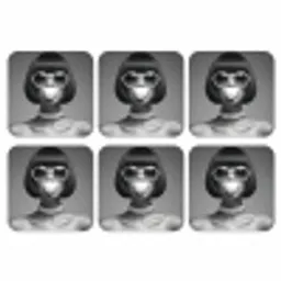 Vrouw - Zwart Wit - Ketting - Zonnebril onderzetter kurk middel -3d
