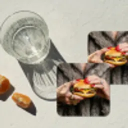 Vrouw - Hamburger - Bontjas onderzetter kurk middel -sfeer4