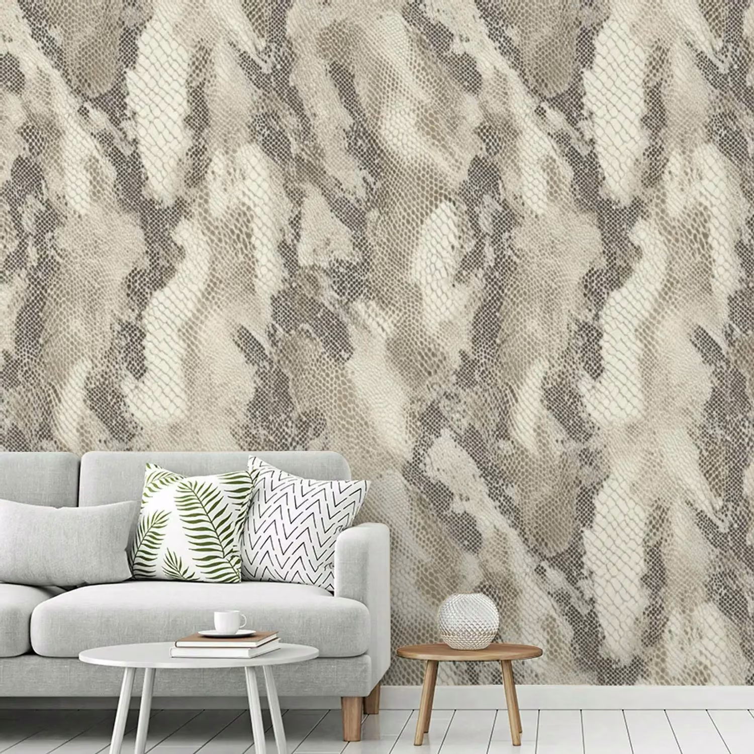 Behang - Slang - Patroon - Taupe