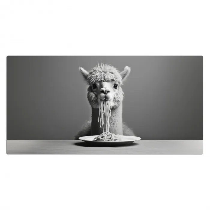 Alpaca - Pasta - Zwart - Wit - Grappig - Dieren Muismat XXL klein -3d_leeg
