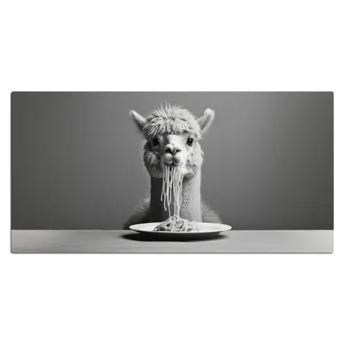 Alpaca - Pasta - Zwart - Wit - Grappig - Dieren Muismat XXL klein -3d_leeg