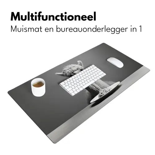 Alpaca - Pasta - Zwart - Wit - Grappig - Dieren Muismat XXL klein -sfeer4