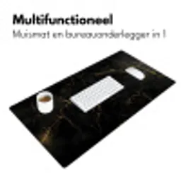 Zwart marmer - Gouden aders - Klassiek Muismat XXL klein -sfeer4