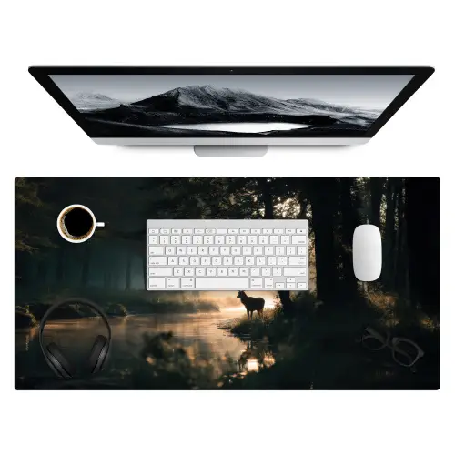 Hert - Bosbeek - Mystiek Muismat XXL klein -3d