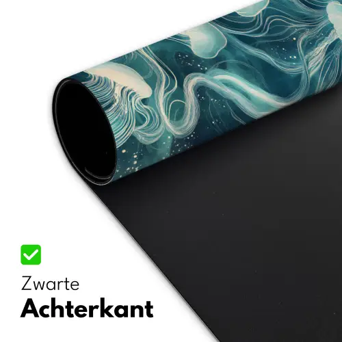 Kwallen - Zee - Wit - Golven Muismat XXL klein -sfeer2