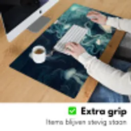 Kwallen - Zee - Wit - Golven Muismat XXL klein -sfeer3