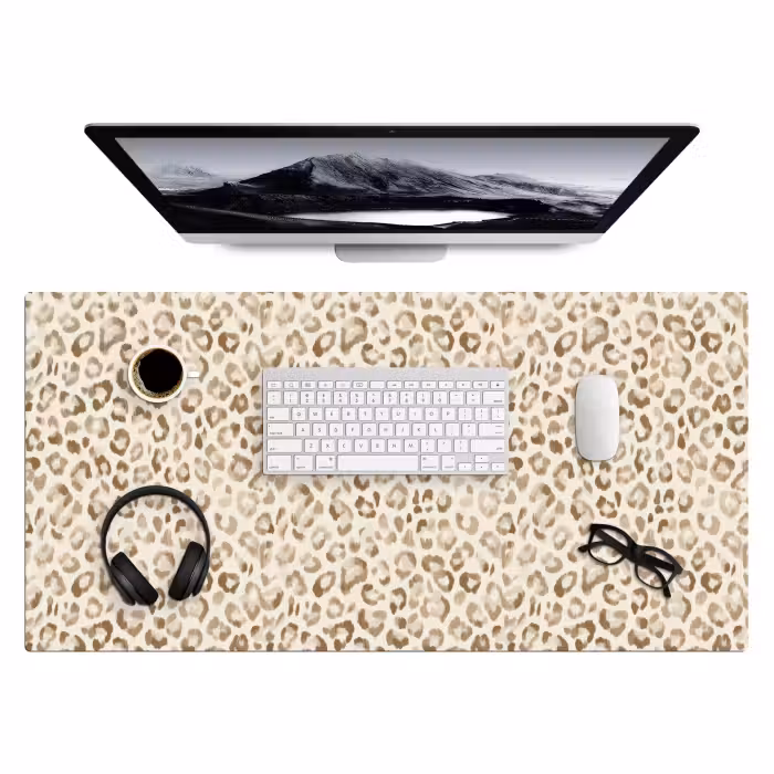 Desk Mat - Leopard - Classic - Beige