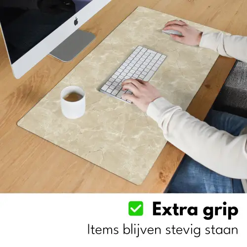 Lichtbeige - Marmer - Diffusie adering Muismat XXL klein 681 -sfeer3