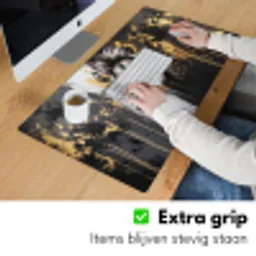 Leeuw - Portret - Verfspatten - Grijs Muismat XXL klein -sfeer3