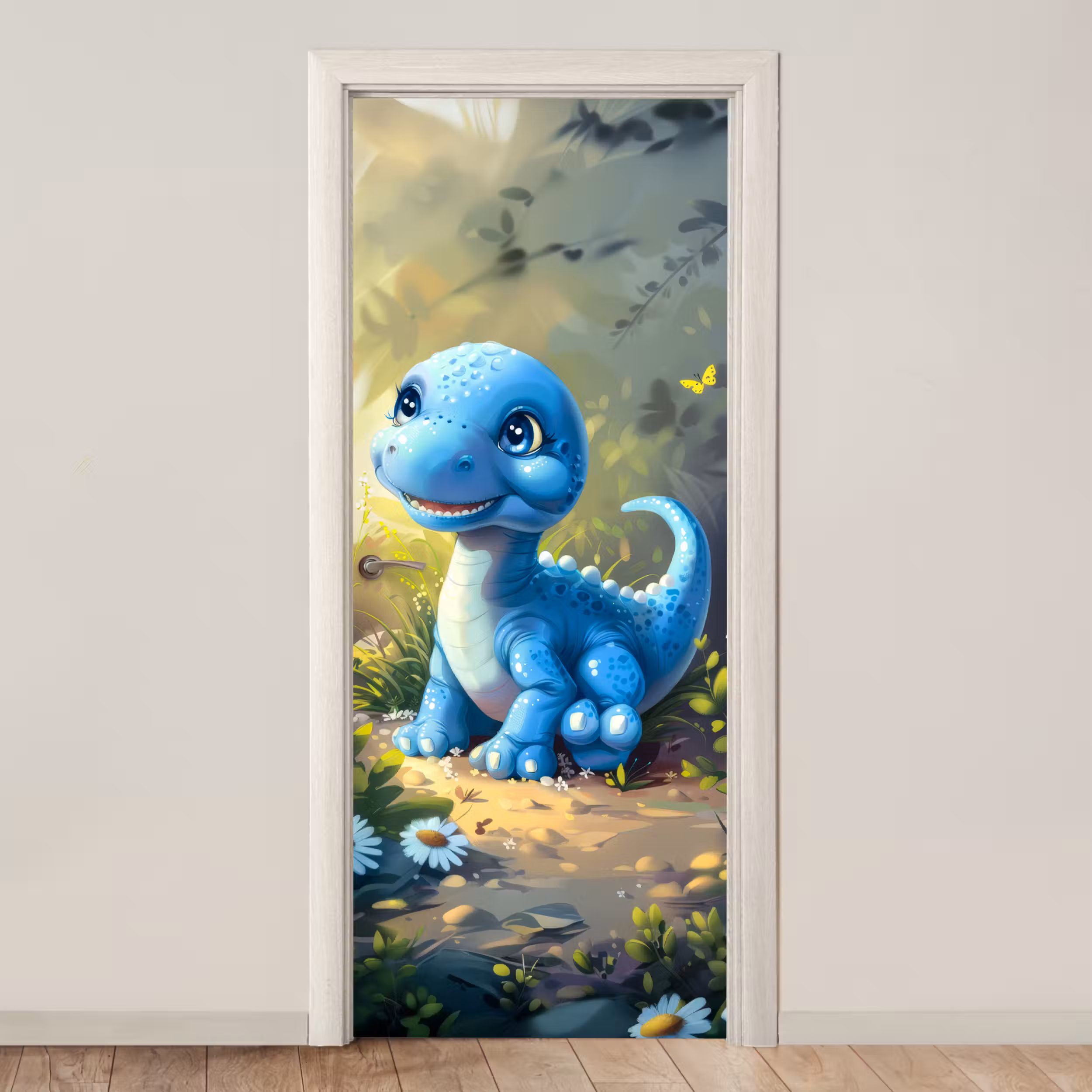 Door sticker - Dino - Blue - Baby - Dinosaur