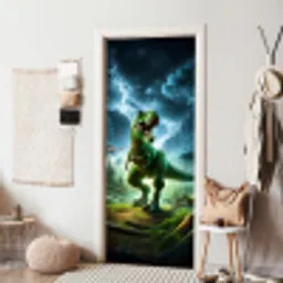 Dino - Jongens - Groen - Blauw - T-Rex deurposter klein -sfeer6