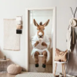 Ezel - WC - Grappig - Badjas - Dier deurposter klein -sfeer6