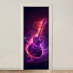 Gitaar - Muziek - Rook - Paars deurposter klein -3d_beige