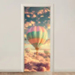 Luchtballon - Dromen - Wolken - Lucht deurposter klein -3d_beige
