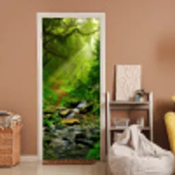 Jungle - Groen - Waterval - Natuur deurposter klein -sfeer1