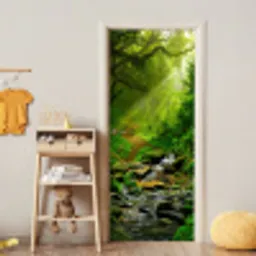 Jungle - Groen - Waterval - Natuur deurposter klein -sfeer4