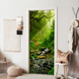 Jungle - Groen - Waterval - Natuur deurposter klein -sfeer6