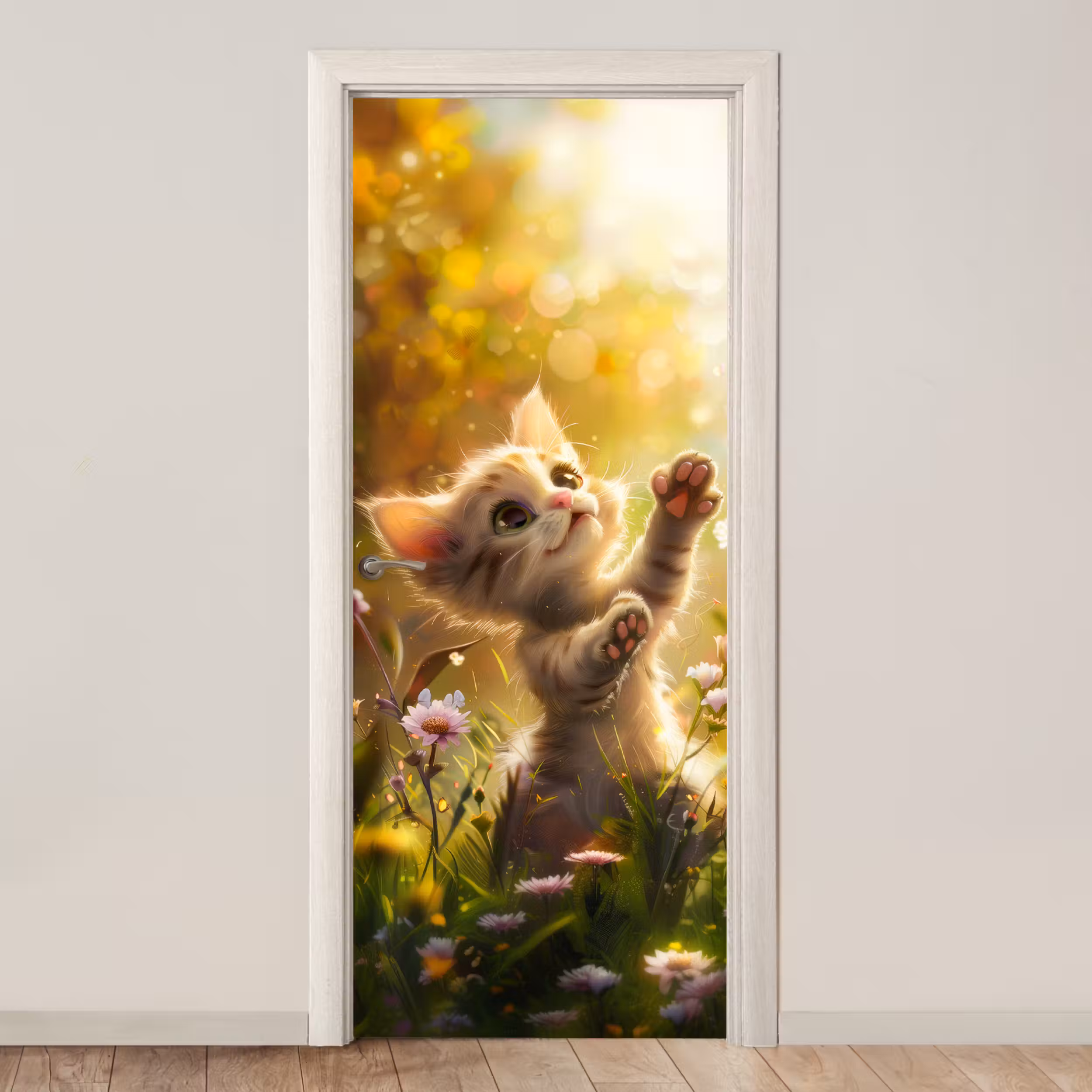 Door sticker - Kitten - Animal - Nature - Flowers