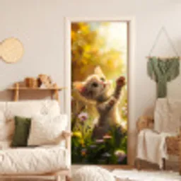 Kitten - Dier - Natuur - Bloemen deurposter klein -sfeer2