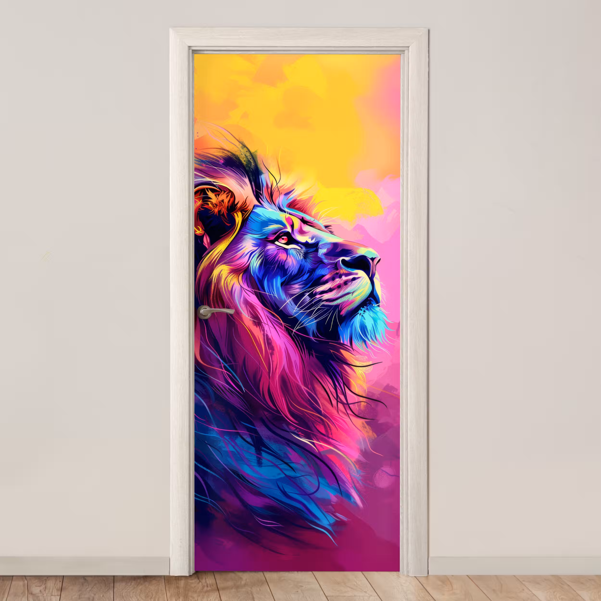 Door sticker - Lion - Paint - Colors - Animal