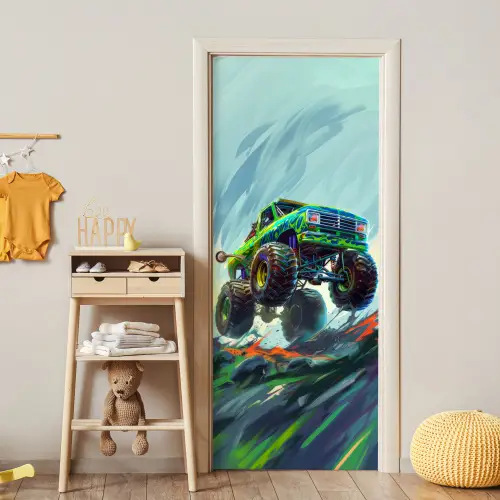 Monstertruck - Auto - Jongens - Groen deurposter klein -sfeer4