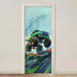 Monstertruck - Auto - Jongens - Groen deurposter klein -3d_beige