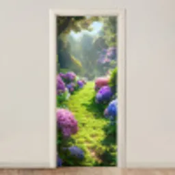 Natuur - Hortensia - Bloemen - Groen deurposter klein -3d_beige