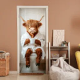 Schotse Hooglander - WC - Badjas - Modern - Dieren deurposter klein -sfeer1