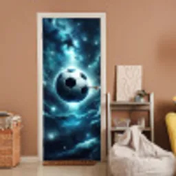 Voetbal - Galaxy - Ruimte - Sport - Blauw deurposter klein -sfeer1