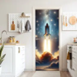 Ruimtevaart - Raket - Space - Sterren deurposter klein -sfeer5