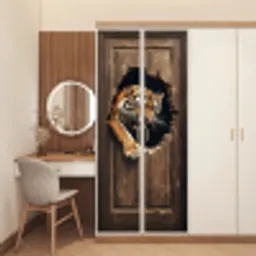 Tijger - Doorkijk - Deur - Hout - Dieren deurposter klein -sfeer3