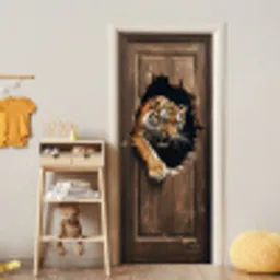 Tijger - Doorkijk - Deur - Hout - Dieren deurposter klein -sfeer4