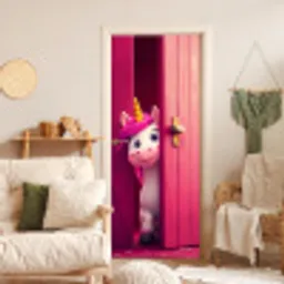 Eenhoorn - Roze - Deur - Fantasie deurposter klein -sfeer2