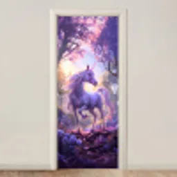 Eenhoorn - Paars - Sprookje - Fantasy dier deurposter klein -3d_beige