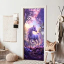 Eenhoorn - Paars - Sprookje - Fantasy dier deurposter klein -sfeer6