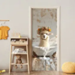 Vintage - Alpaca - Badkuip - Bloemen - Dieren deurposter klein -sfeer4