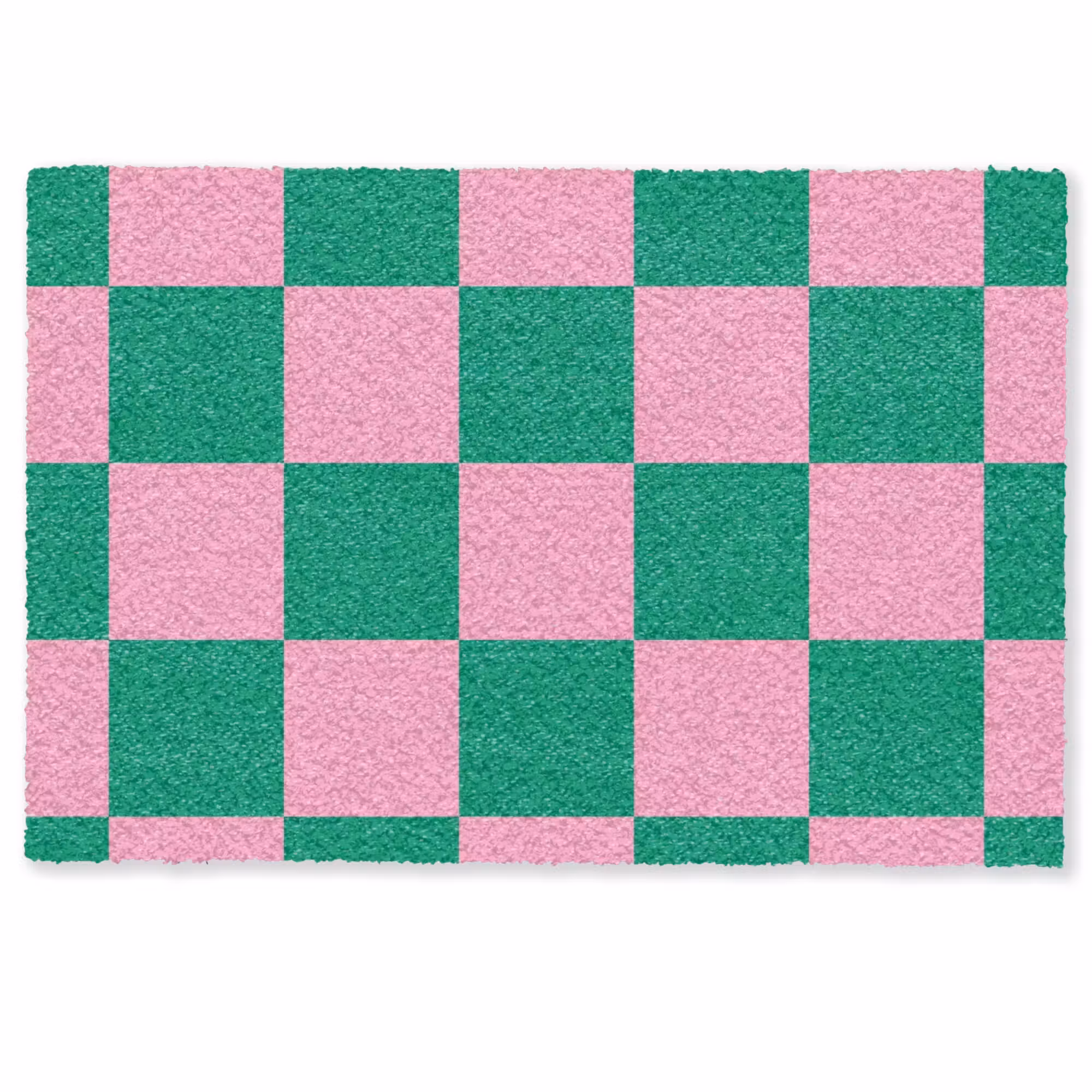 Doormat - Chessboard pattern - Green - Pink - Cubes