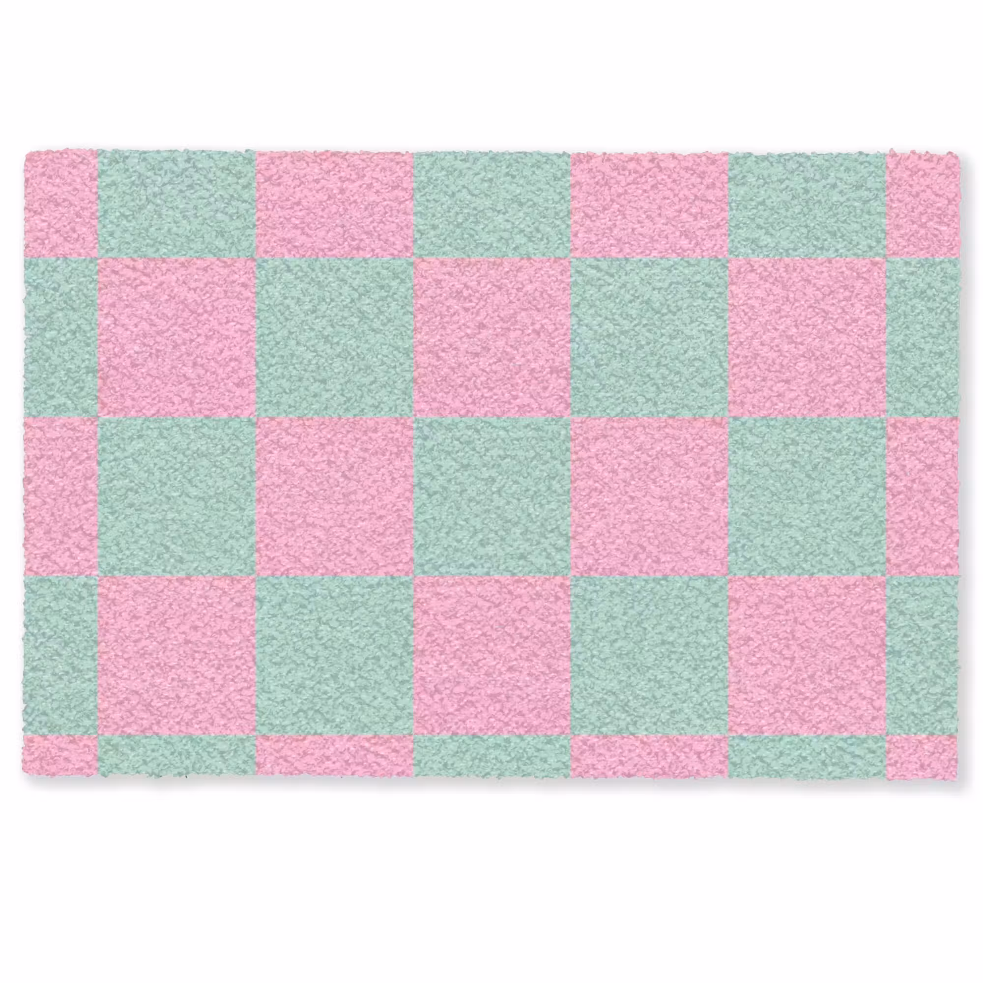 Doormat - Chessboard pattern - Green - Pink - Cubes