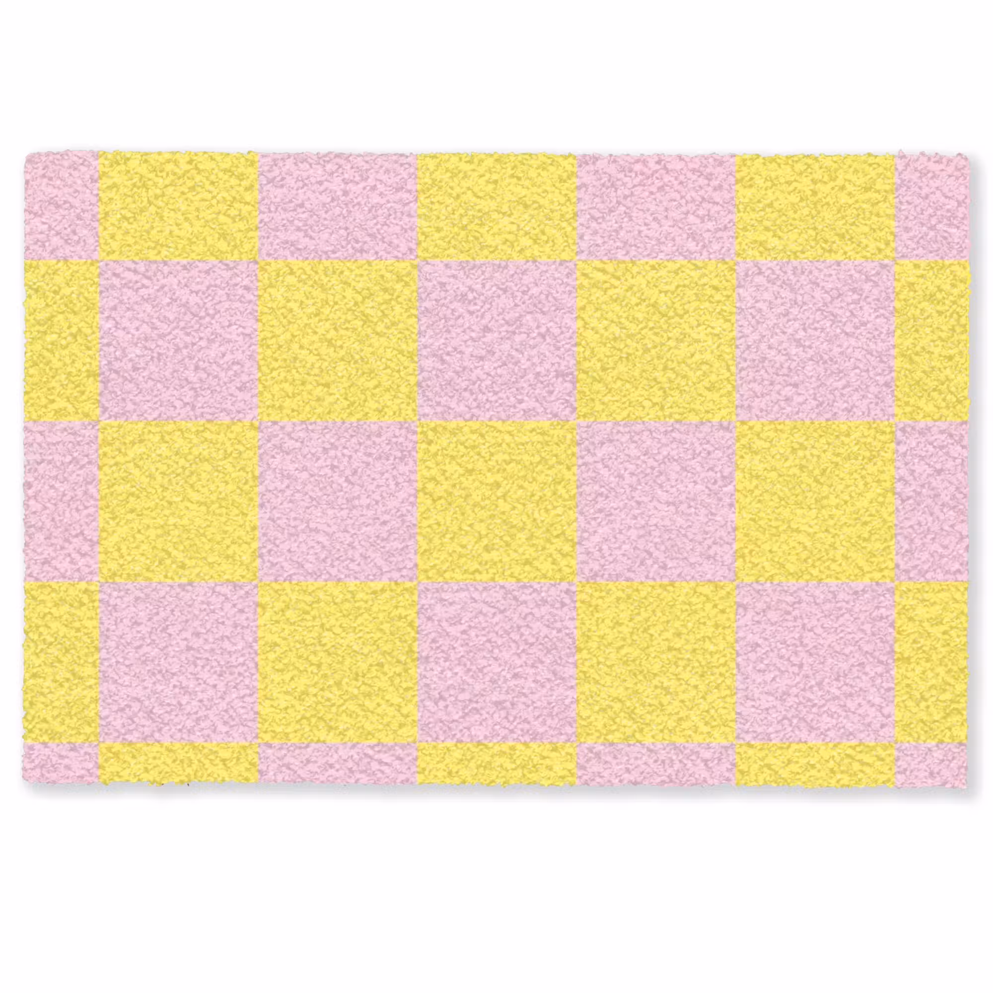Doormat - Chessboard pattern - Yellow - Pink - Cubes